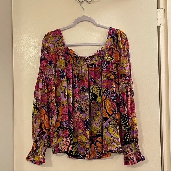 ALEXANDRA FARMER by ANTHROPOLOGIE NWOT Puff Sleeved Blouse in Pink Combo - Picture 5 of 9